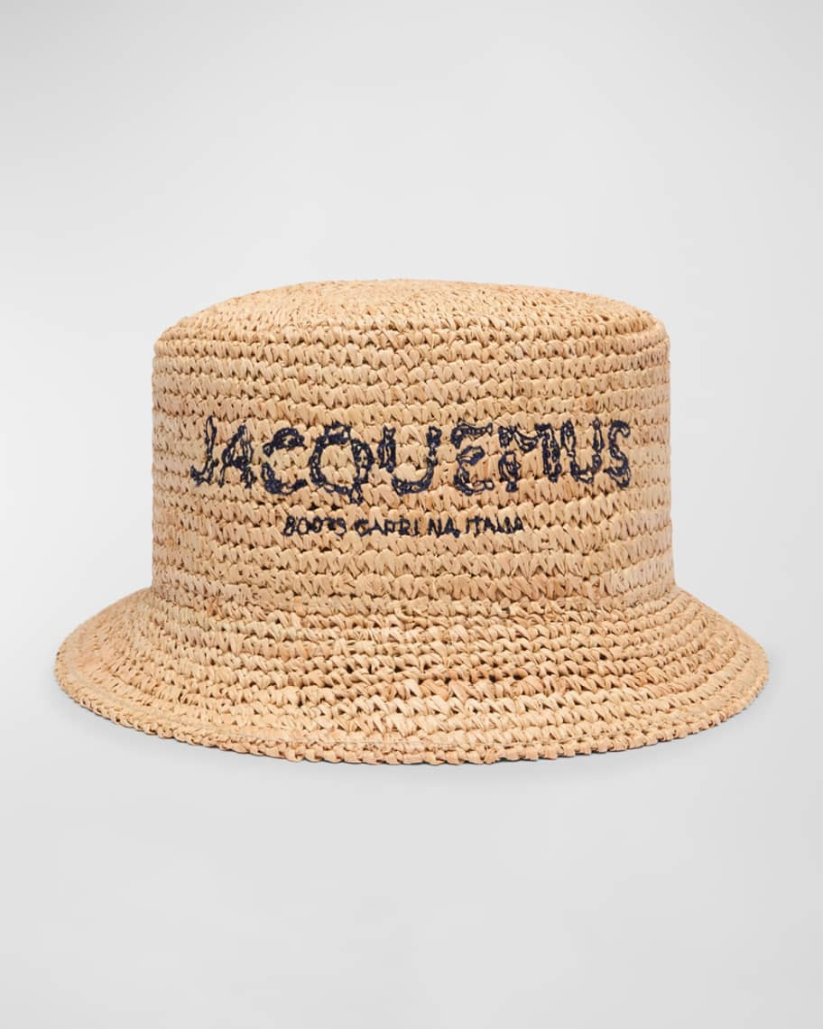 Jacquemus Le Bob Pesco Straw Bucket Hat | Neiman Marcus