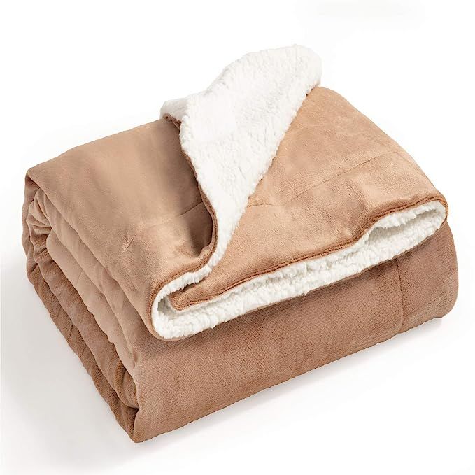 Bedsure Sherpa Fleece Blanket Throw Size Taupe Plush Throw Blanket Fuzzy Soft Blanket Microfiber | Amazon (US)