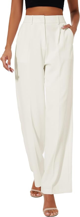 FUNYYZO Wide Leg Dress Pants for Women Work Slacks Business Casual Outfits | Office Dress Pants f... | Amazon (US)