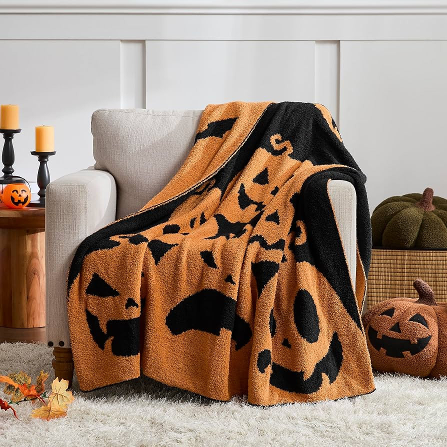 WDCOZY Halloween Throw Blanket Reversible Super Soft Knitted Blankets for Couch Bed Sofa Microfib... | Amazon (US)