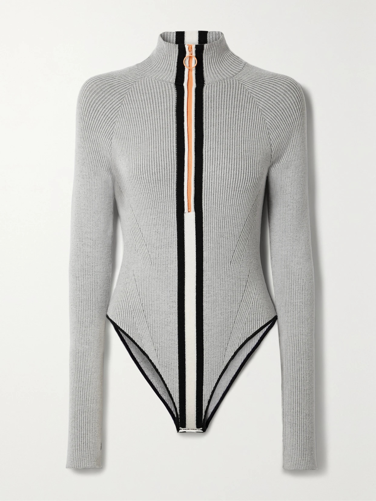 Cordova - Soelden Striped Ribbed Merino Wool-blend Bodysuit - Gray | NET-A-PORTER (US)