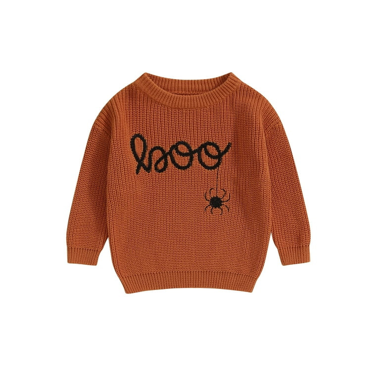 Toddler Baby Girls Boys Sweater Halloween Clothes Pumpkin Ghost Spider Letter Embroidered Long Sl... | Walmart (US)