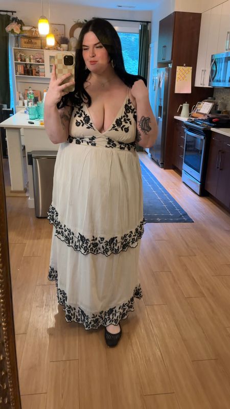 This STUNNING embroidered maxi dress is on sale! 20% off tonight only! I am wearing the XXL. Also available in other colors! This one reminded me of tattoos 

#LTKPlusSize #LTKMidsize #LTKSaleAlert