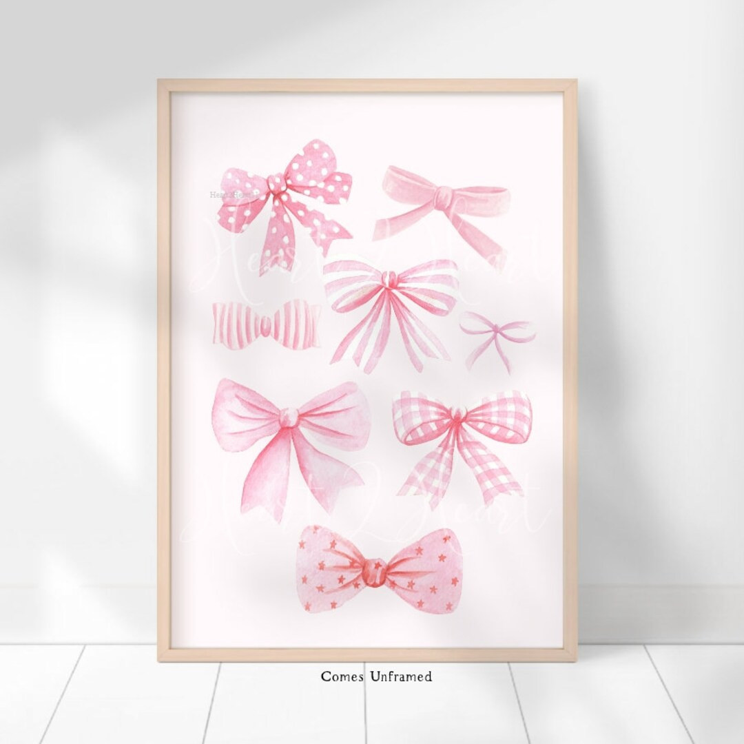 Coquette Pink Bow Wall Art Print, Pink Bows, Pink Coquette Bow Collage Print | Etsy (UK)