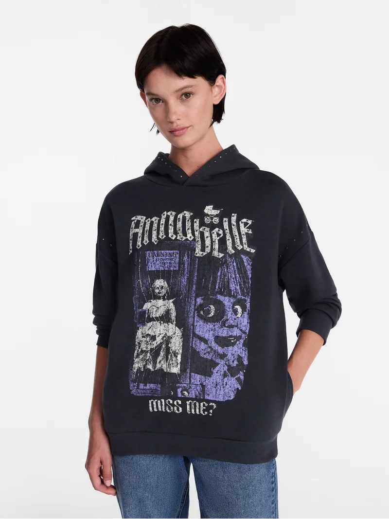 Anabelle Women's Studded Graphic Hoodie with Long Sleeves, Sizes XXS-XXL | Walmart (US)