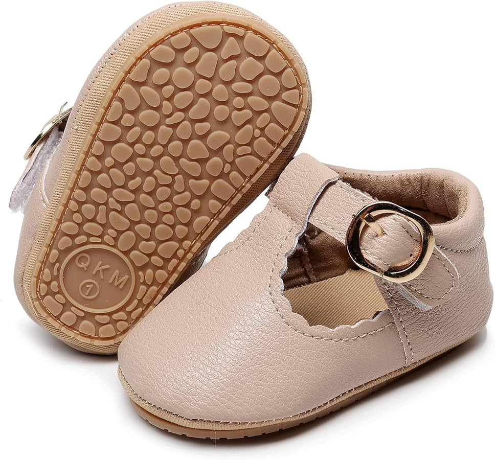 HONGTEYA Infant Baby Girls Mary Jane Flats Non Slip for Toddler First Walkers Soft Sole PU Leathe... | Amazon (US)