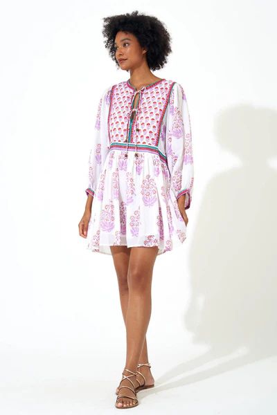 Tie Front Balloon Sleeve Dress- Posey Lilac | Oliphant Design
