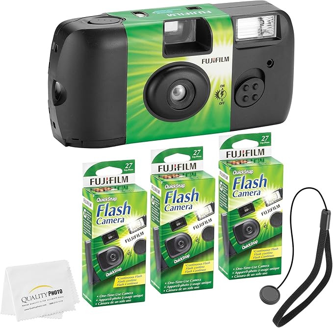Fujifilm QuickSnap Flash 400 Disposable 35mm Camera + Hand Strap + Quality Photo Microfiber Cloth... | Amazon (US)