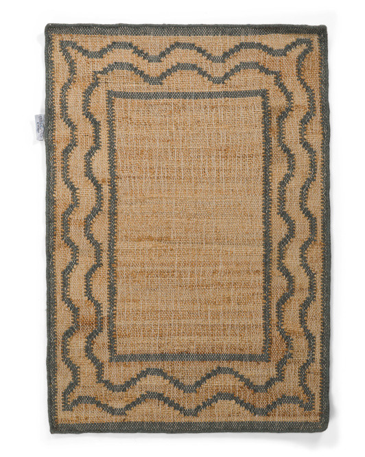 Embroidered Scalloped Edge Area Rug | TJ Maxx