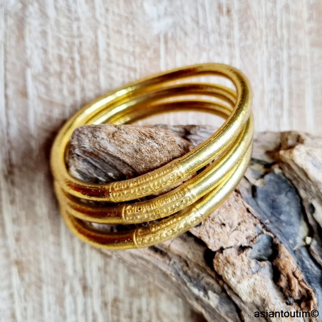 1, 3 or 5 Light Golden Mantra Large Large Buddhist Bangle Mantra Collection Premium Quality by As... | Etsy (US)