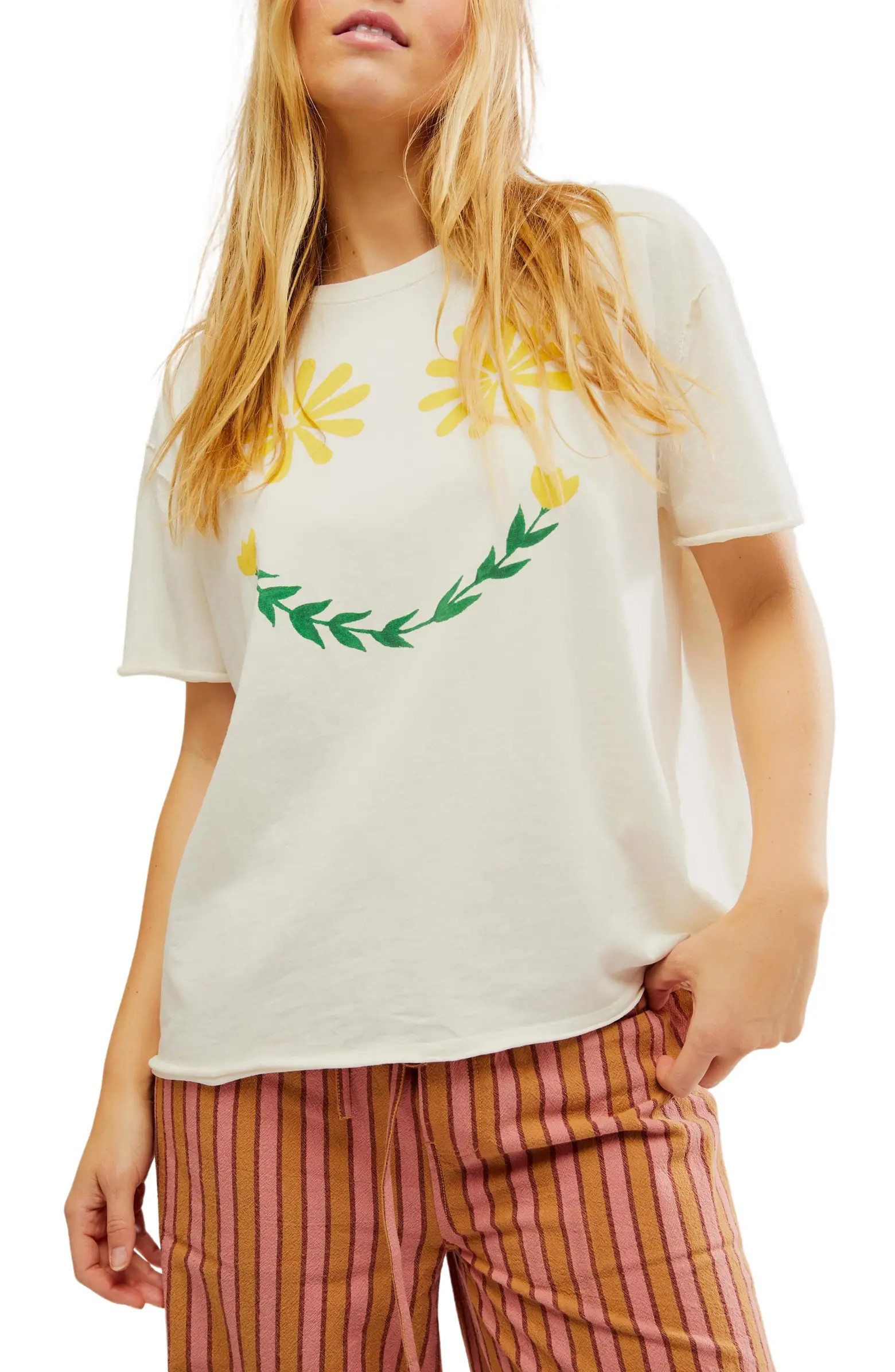 Free People Sunshine Smiles Oversize Cotton Graphic T-Shirt | Nordstrom | Nordstrom