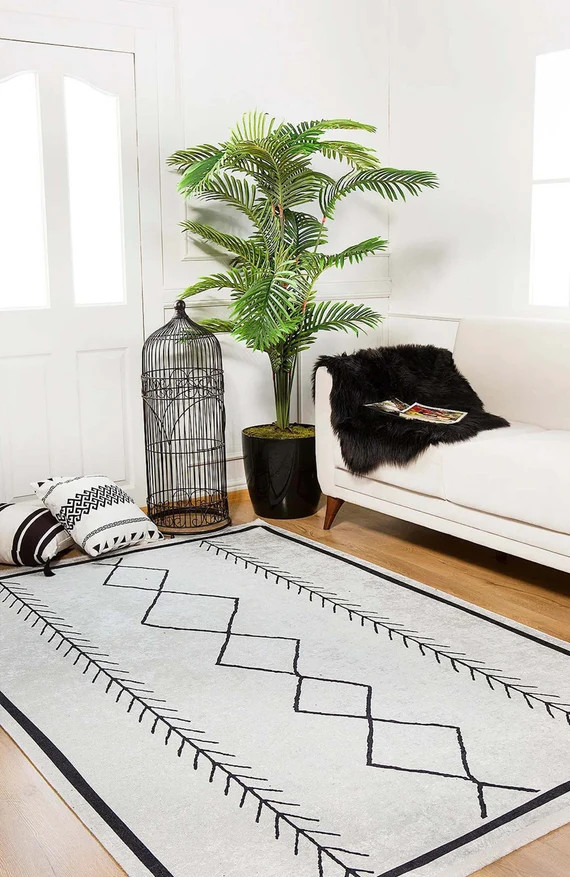 White Pearl Area Rug Moroccan Trellis Kilim Rugs 8x10 6x9 5x8 - Etsy | Etsy (US)