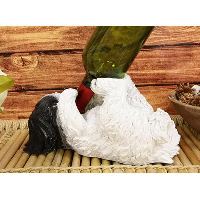Lifelike Purebreed Pedigree Canine Adorable Shih Tzu Dog Wine Bottle Holder as Kitchen Wine Cellar Centerpiece Decor Storage Organizer Puppies Pet Fig | Wayfair North America
