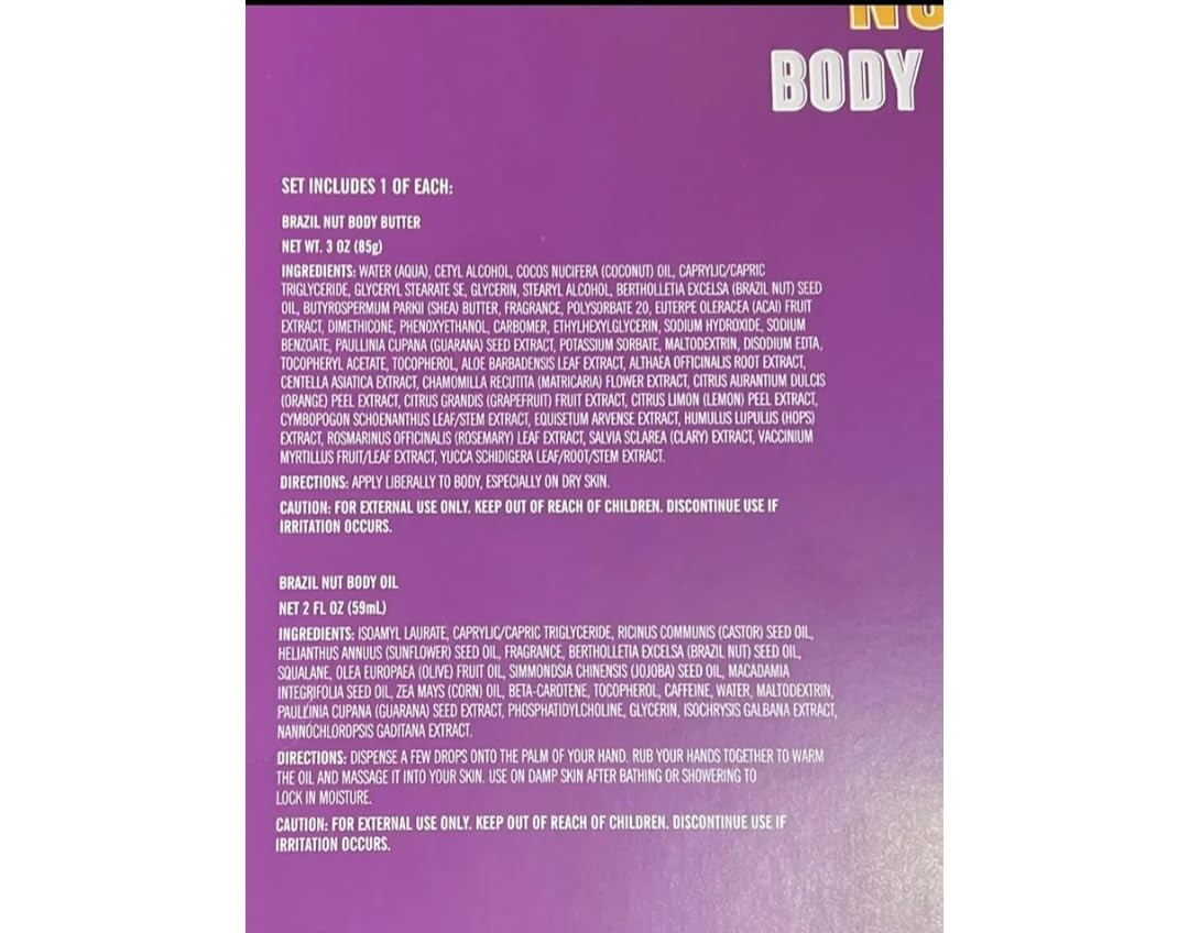 Brazil Nut Body Trio, Body Butter, Body Mist, Body Oil, 3 Pieces | Amazon (US)