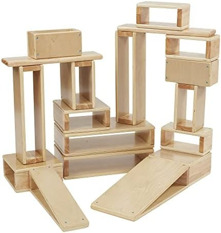 ECR4Kids Hollow Block Set, Wooden Toys, Natural, 18-Piece | Amazon (US)