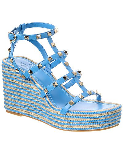 Rockstud Caged 95 Leather Wedge Sandal | Rue La La