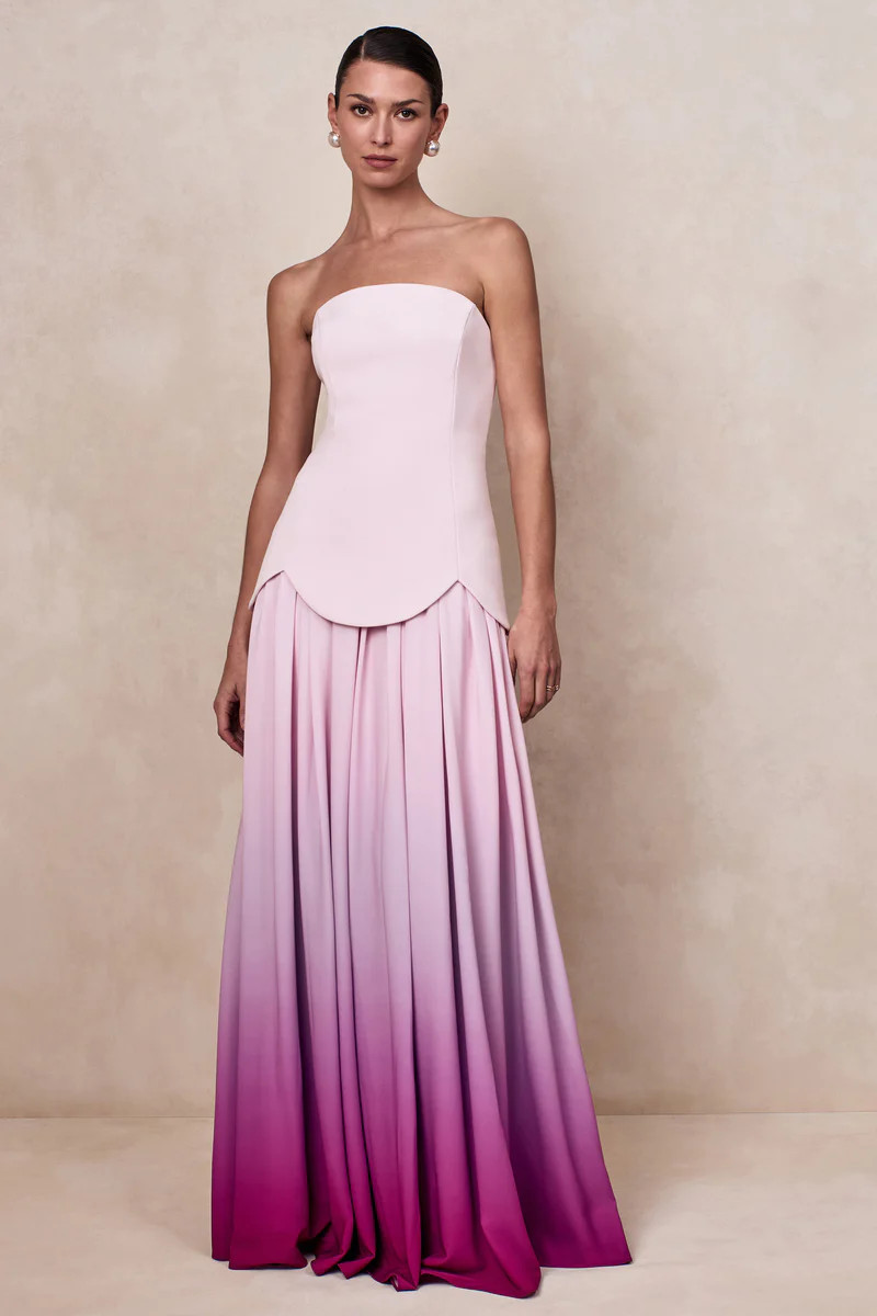 Nia | Pink Ombre Bandeau Maxi Dress | Club L London