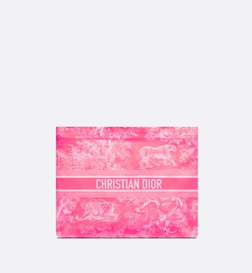 DiorTravel Zipped Pouch Fluorescent Pink Toile de Jouy Reverse Technical Fabric | DIOR | Dior Couture