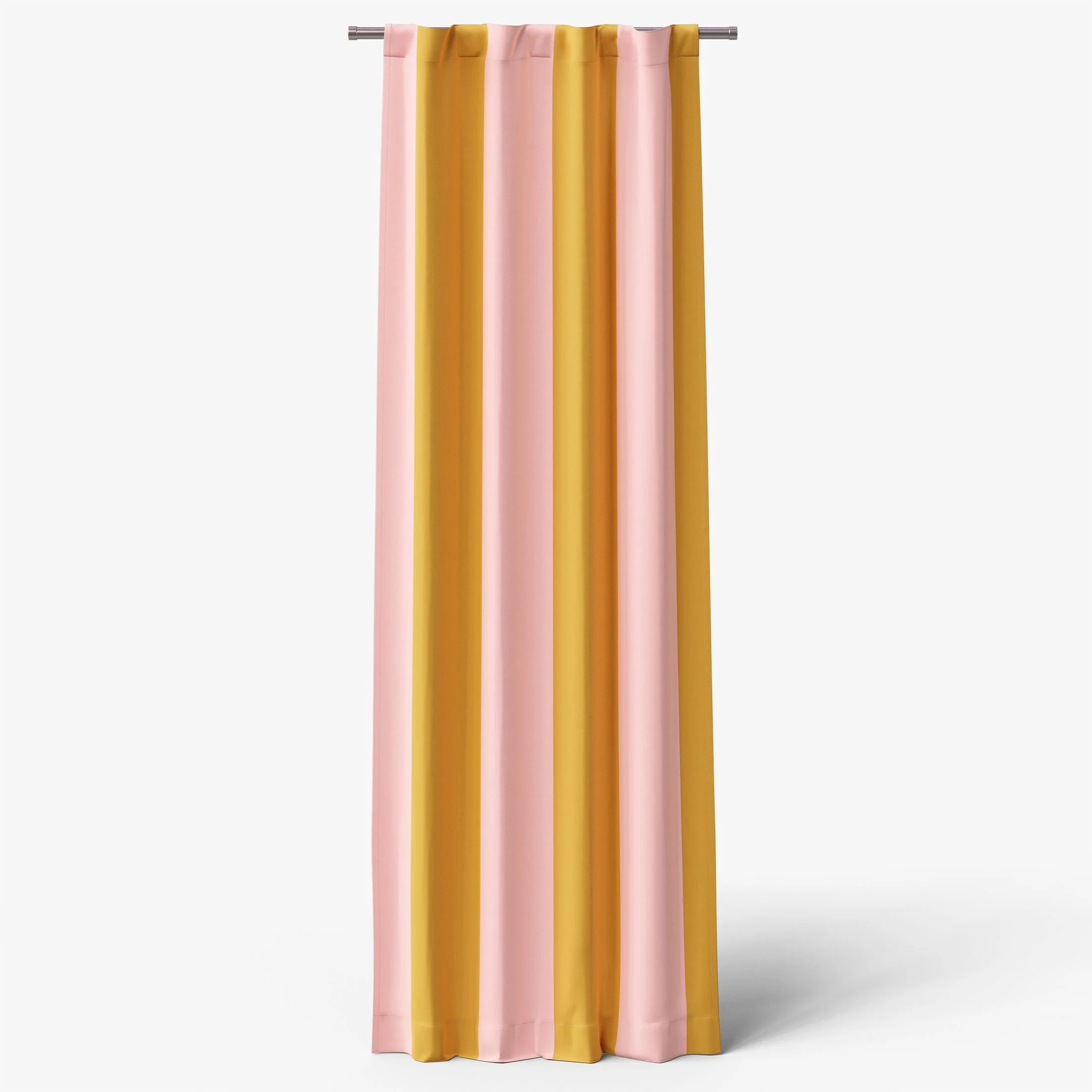 Mainstays Kids Pink and Gold Yellow Cabana Stripe Printed Blackout Rod Pocket with Back Tabs Sing... | Walmart (US)