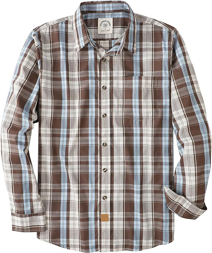 Dubinik® Mens Button Up Shirts Long Sleeve Casual Button Down Cotton Vintage Soft Plaid with Poc... | Amazon (US)