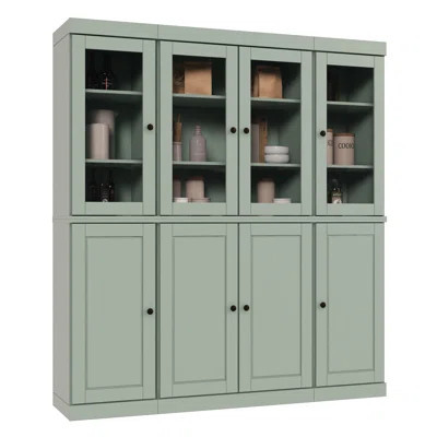 Pulcova Palace Imports 100% Solid Wood Pantry China Cabinet, Raised Panel & Clear Glass Doors, 2 Drawers, Adjustable Shelves, 65" Wide, 71.5" Tall | Wayfair North America