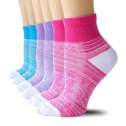 CS CELERSPORT 6 Pairs Women's Running Ankle Socks Athletic Sport Socks Cushioned | Amazon (US)