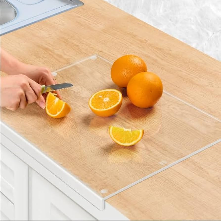 Kucoele Acrylic Cutting Board with Counter Lip, 17.5 x 13.5 Inch Clear Non Slip Chopping Board fo... | Amazon (US)