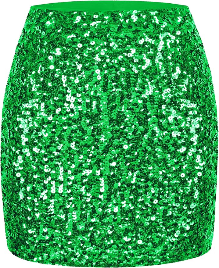 MANER Women's Sequin Skirt Sparkle Stretchy Bodycon Mini Skirts Night Out Party | Amazon (US)