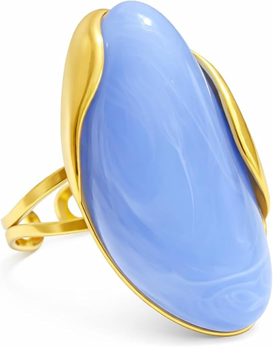 Mchic Colorful Chunky Statement Ring for Women: Boho Large Oval Acrylic Finger Ring Stainless Ste... | Amazon (US)
