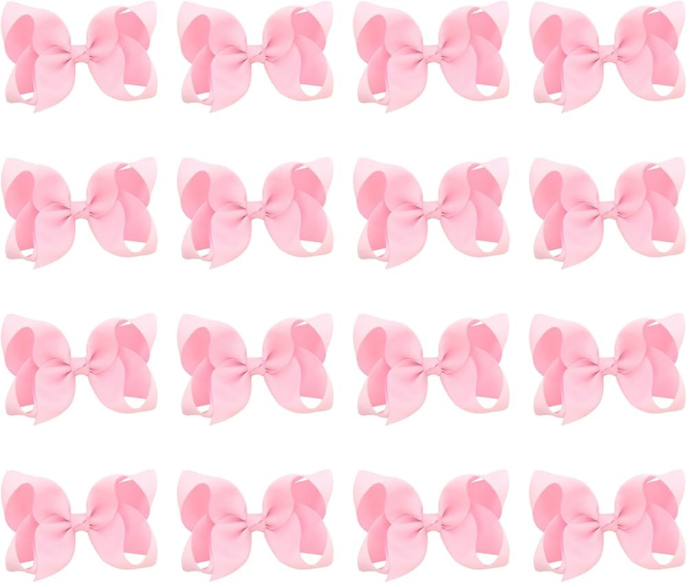DEEKA 16 PCS 4" Hand-made Hair Bow Grosgrain Ribbon Solid Color Hair Bow Alligator Clips Hair Acc... | Amazon (US)
