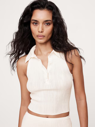 Crinkle Knit Sleeveless Polo | Banana Republic (US)