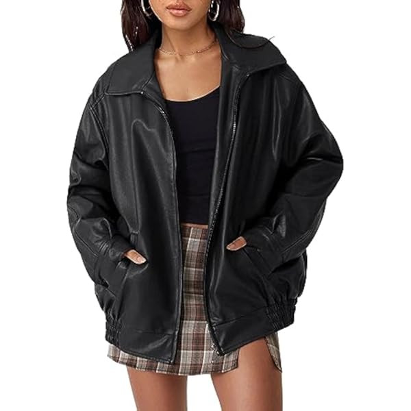 Trendy Queen Women's Leather Jackets Oversized Faux | Amazon (US)