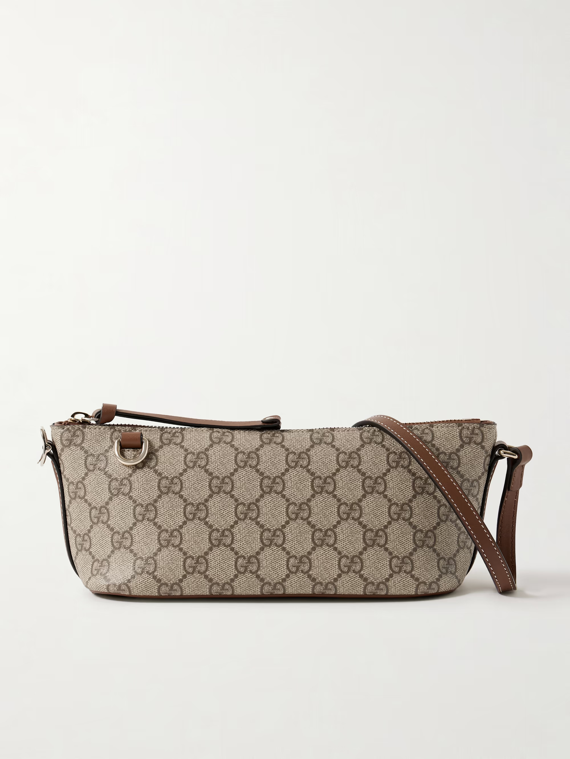 GG Emblem leather-trimmed printed coated-canvas shoulder bag | NET-A-PORTER (US)