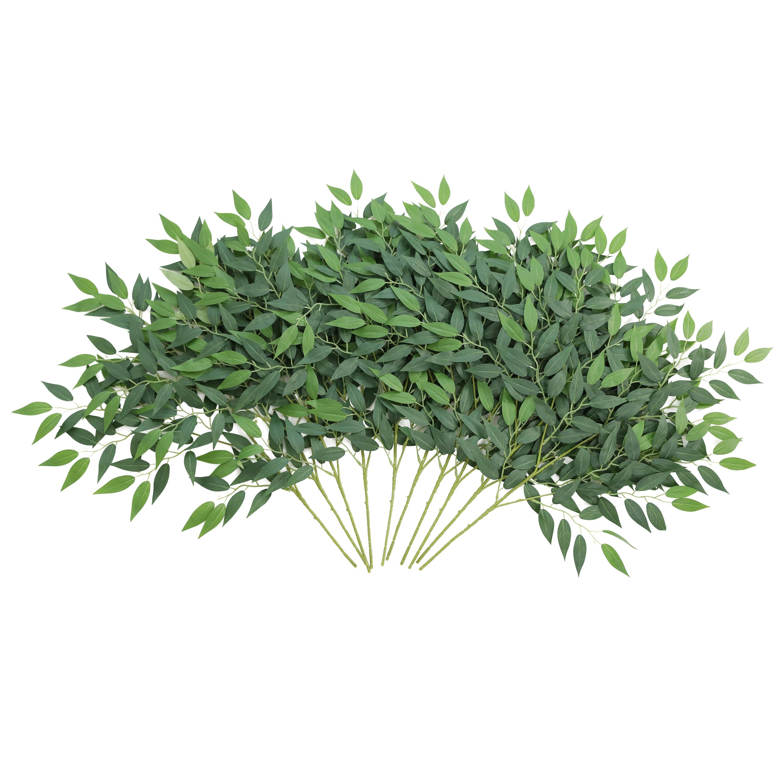 10pcs 26'' Artificial Italian Ruscus Stems, Silk Green Leaves, Fake Floral Hanging Greenery Spray... | Amazon (US)