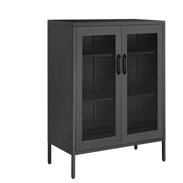 Songmics Metal Storage Cabinet with Mesh Doors, Black - Walmart.com | Walmart (US)