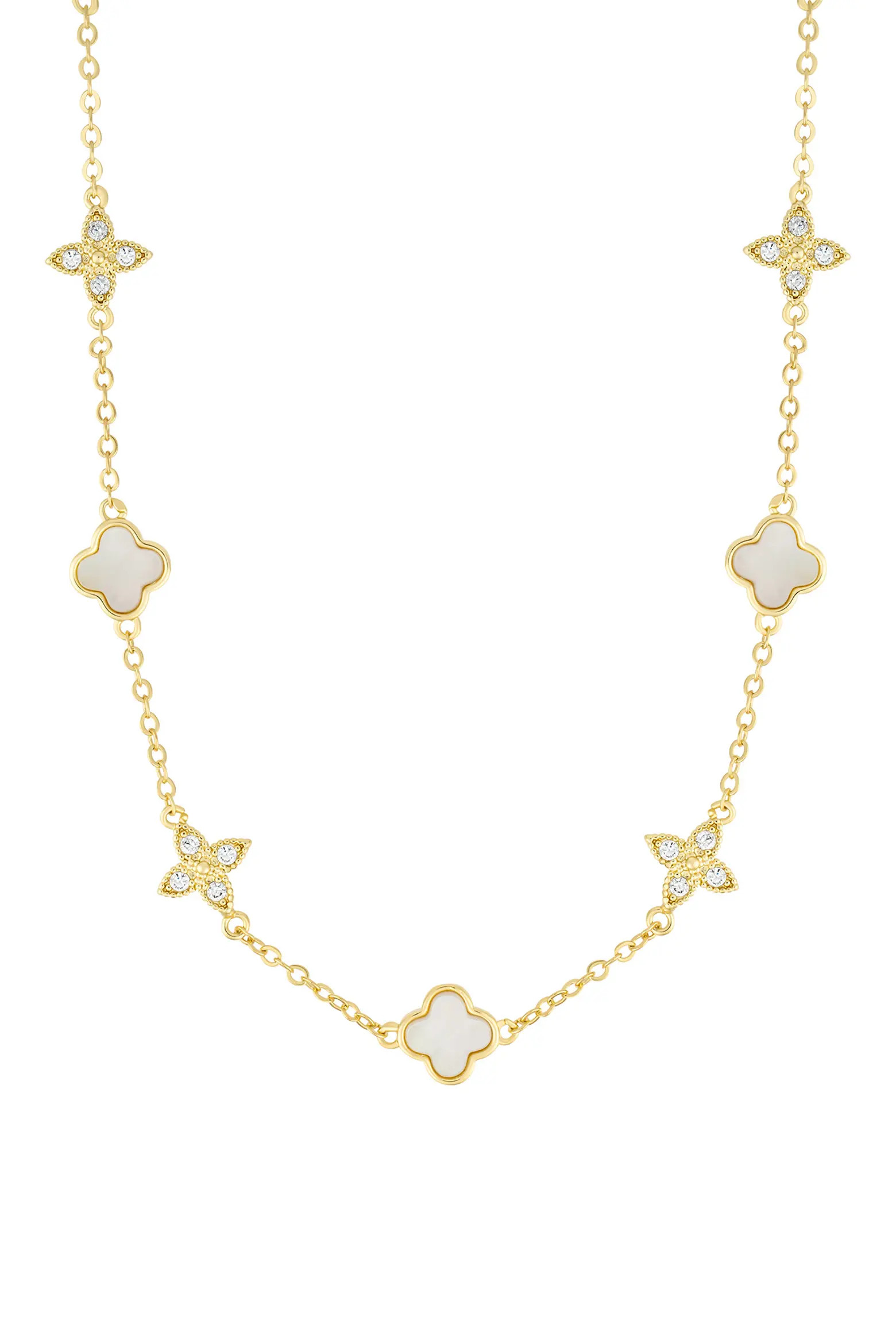 Adornia Mixed Mother-of-Pearl & Cubic Zirconia Clover Station Necklace (Women) | Nordstromrack | Nordstrom Rack