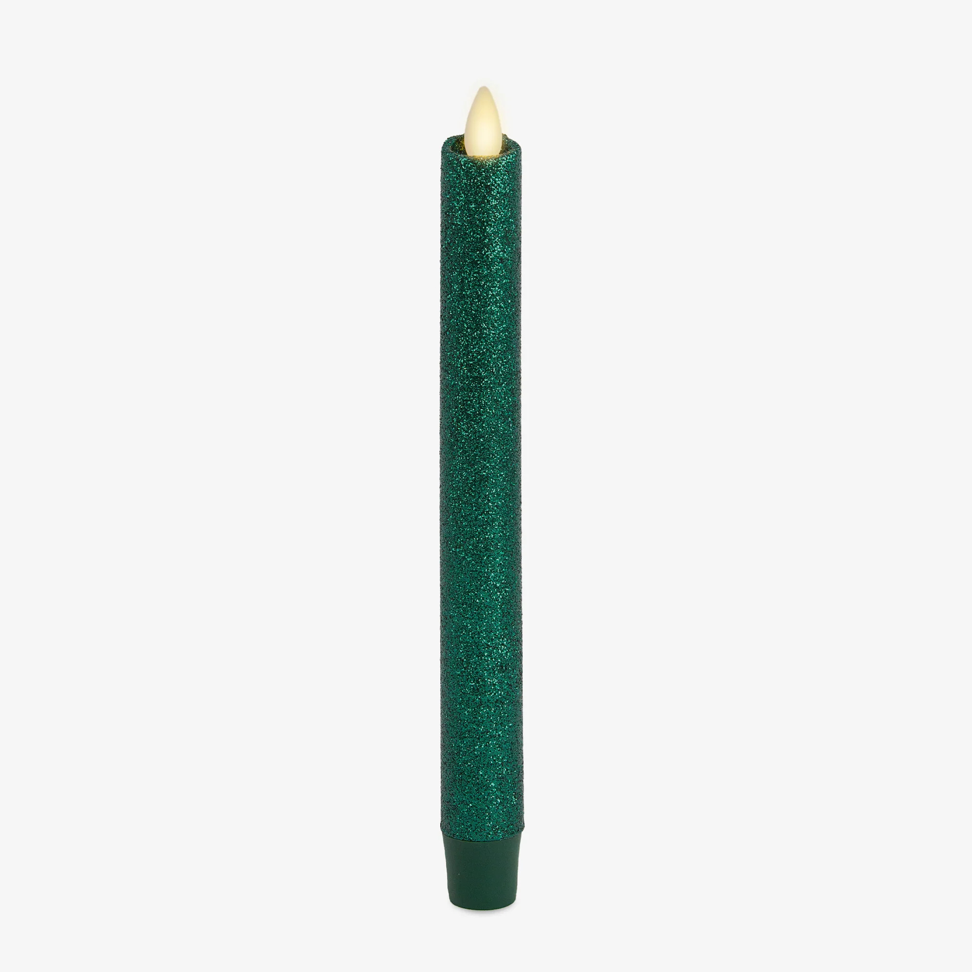 Holiday Green Glitter Flameless Candle Taper | Luminara
