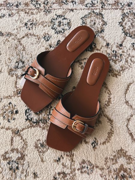Leather slide sandals under $70 - true to size 

#LTKShoeCrush #LTKFindsUnder100