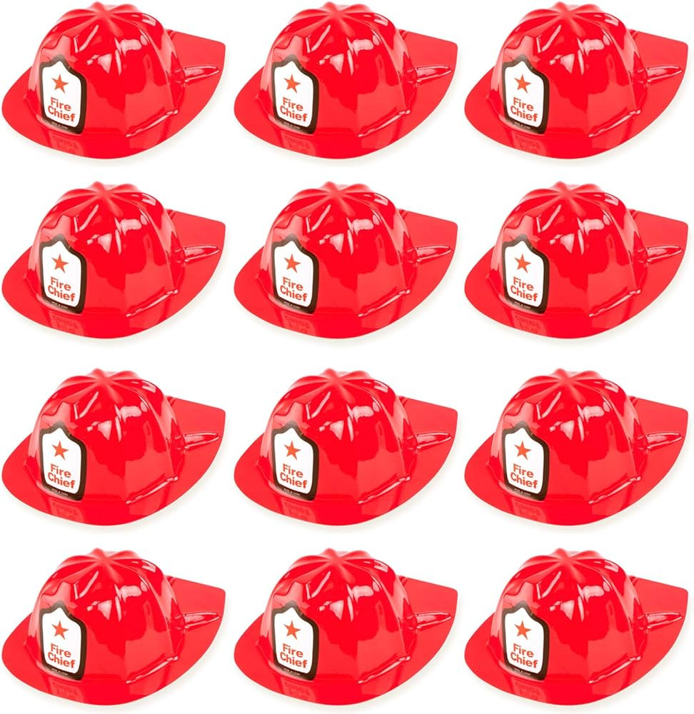 12 Pack Firefighter Children's Helmet Party Supplies for Kid's Costume Accessory | Amazon (US)
