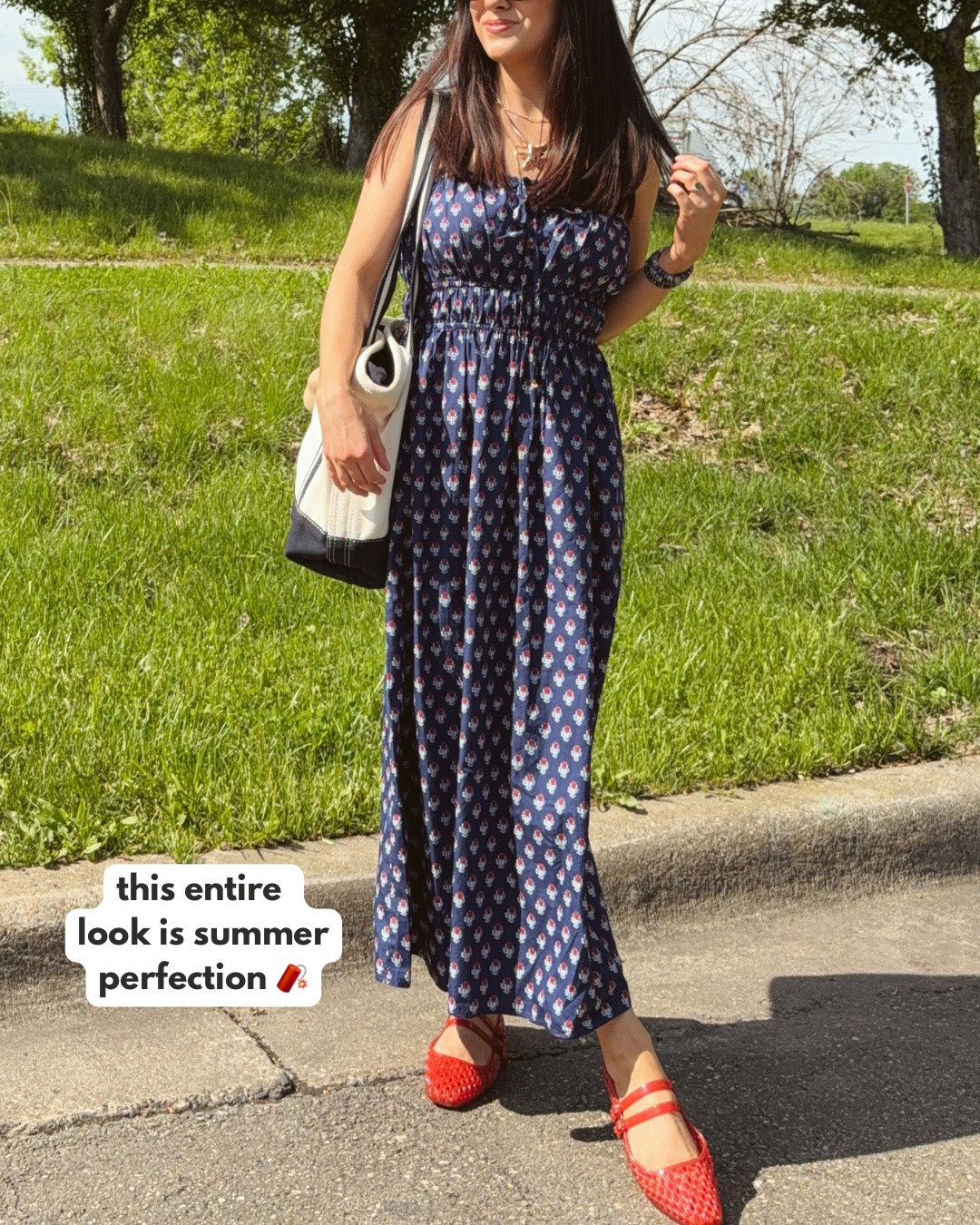 Easy Americana outfit of the day that would be perfect for all summer, this dress is SO cute. Linked other Americana favorites too! 

Works for petites, pockets & adjustable straps 🙌🏼 wearing s

#LTKootd #LTKdayinmylife #LTKmomlife