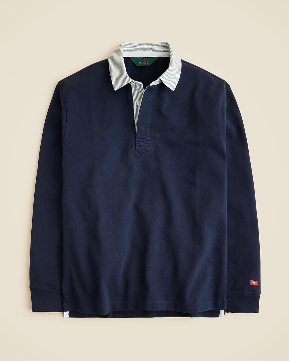 Rugby shirt with striped oxford collar | J. Crew US