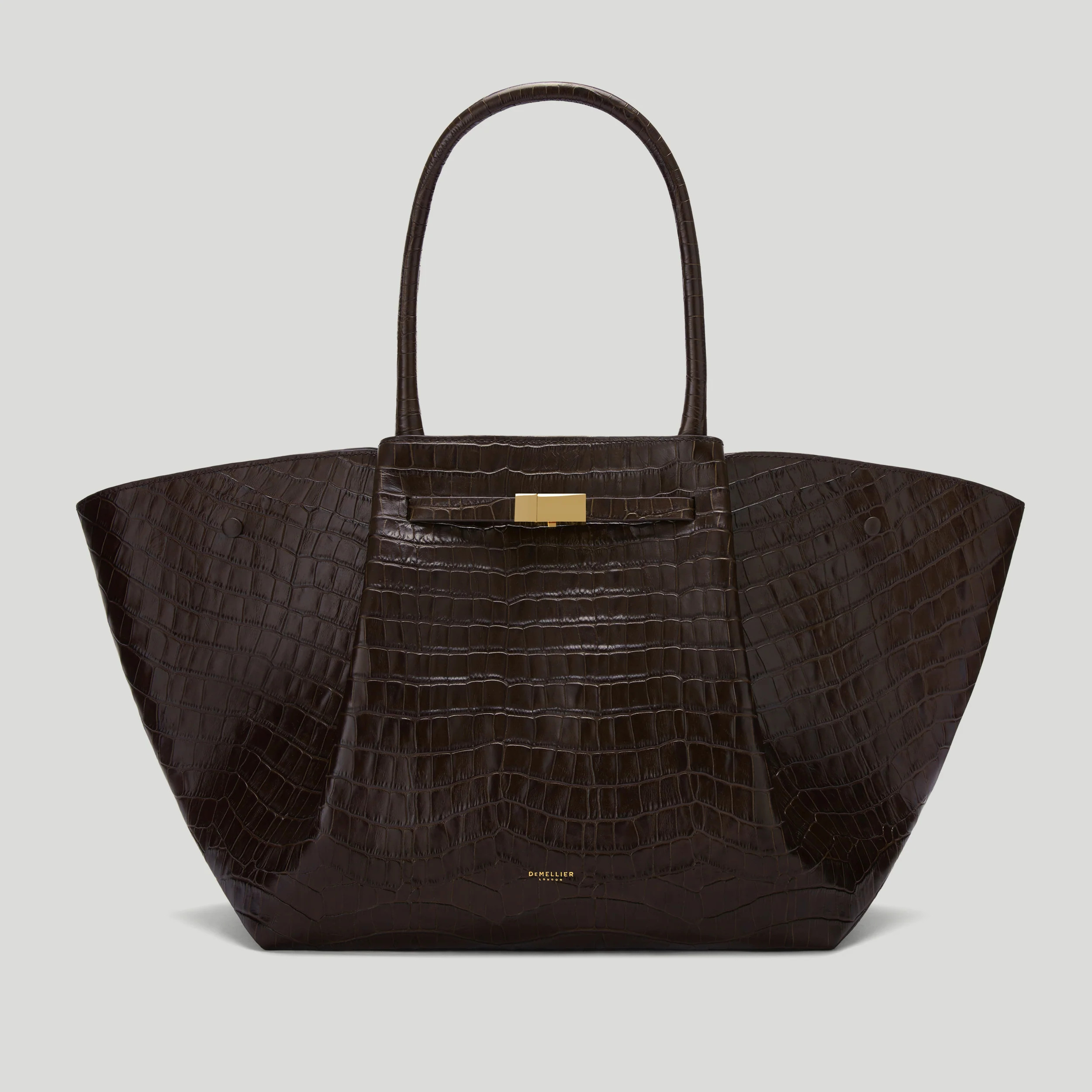 DeMellier The New York in Dark Chocolate Croc-Effect Leather Shoulder bag | DeMellier