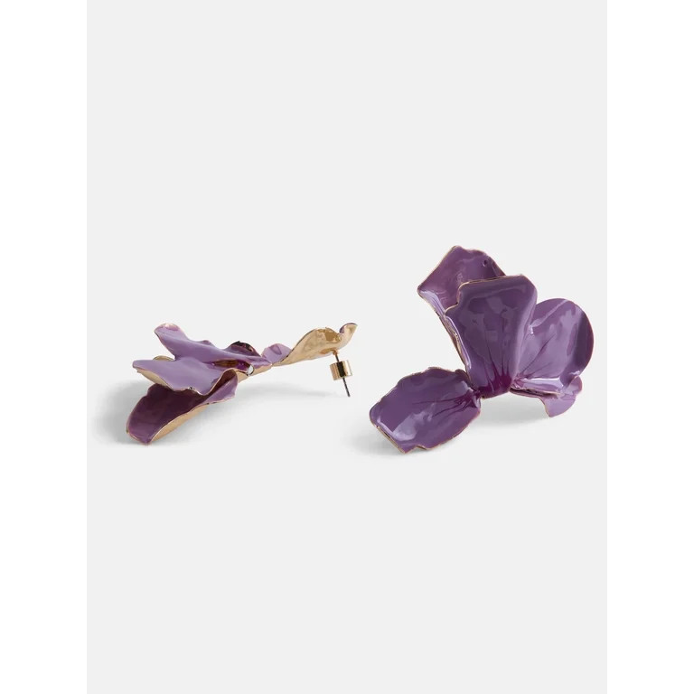 Scoop Women's Gold Tone Maude Petal Earrings, 1 Pair | Walmart (US)