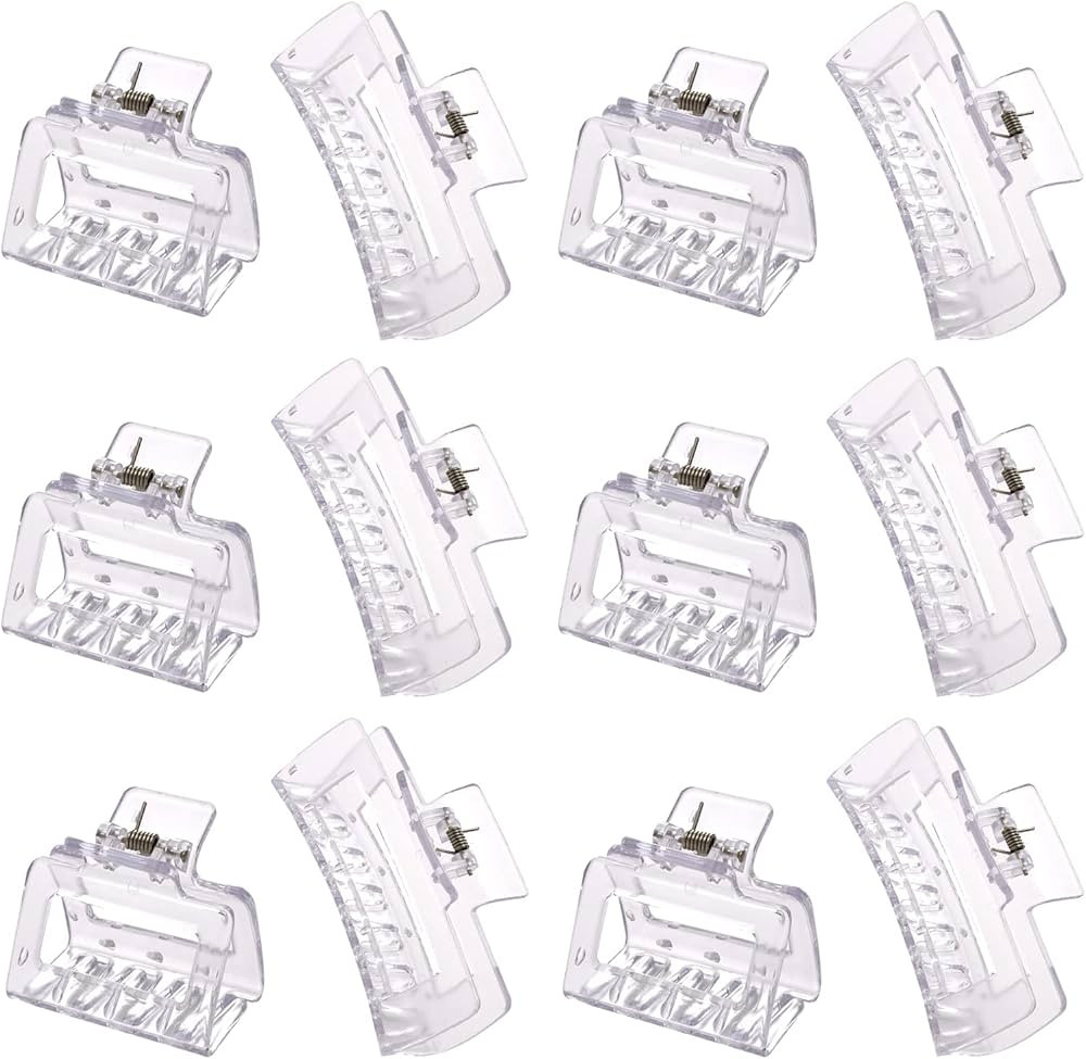 12 Pack Clear Square Claw Clips, Big and Small Neutral Rectangle Hair Claw Clips, Non-slip Matte ... | Amazon (US)