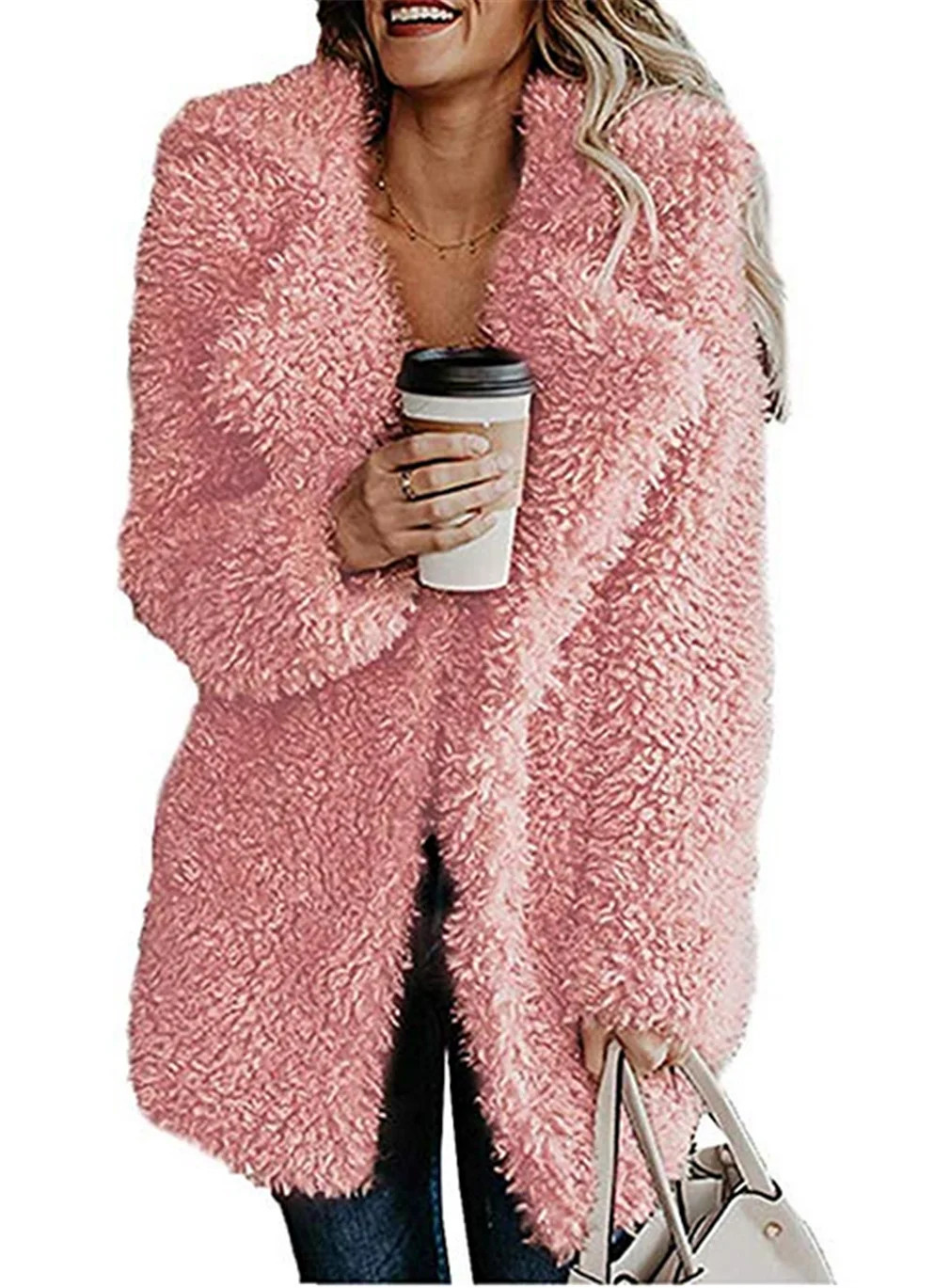 Women's Thick Warm Teddy Bear Jacket Lapel Fleece Fuzzy Faux Oversized Jackets Coat Overcoat | Walmart (US)