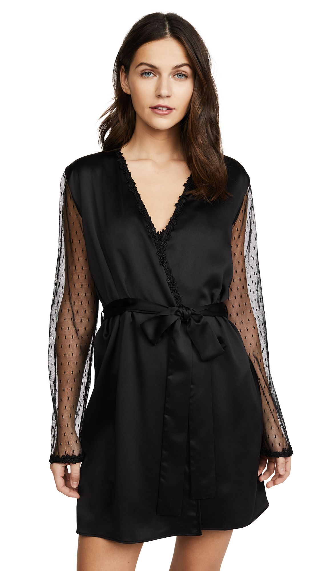 Flora Nikrooz Charmeuse Robe with Lace | Shopbop