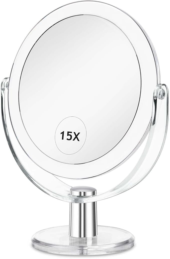 Vanity Mirror Makeup Mirror with Stand, 1X/15X Magnification Double Sided 360 Degree Swivel Magni... | Amazon (US)
