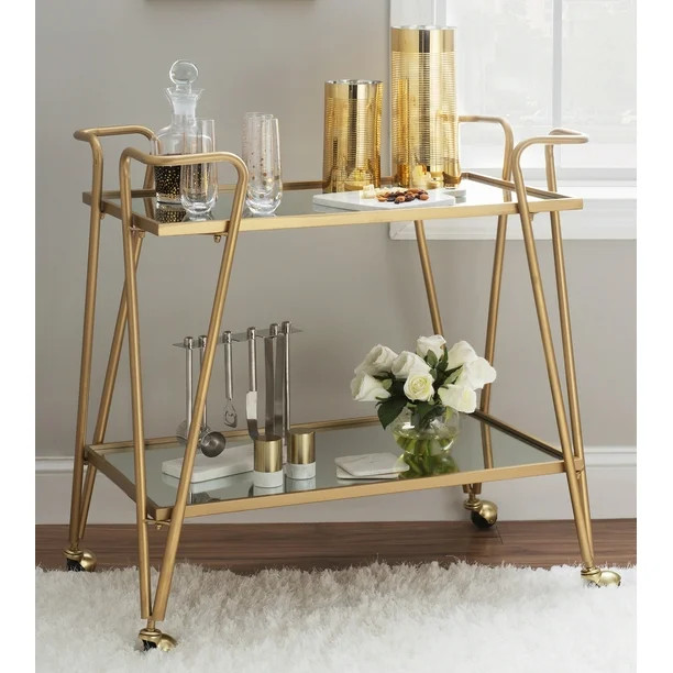 Linon Gold Mid-Century Metal Bar Cart - Walmart.com | Walmart (US)