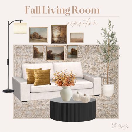 This Fall living room inspiration pairs neutral tones with pops of color. The rug is perfect for year round, paired with a neutral couch, black coffee table, and Fall accessories like throw pillows, decorative pumpkins, Fall faux stems, and Fall colored landscape art. 

Fall decorations, fall decor, fall home, home accessories

#LTKhome #LTKSeasonal #LTKstyletip