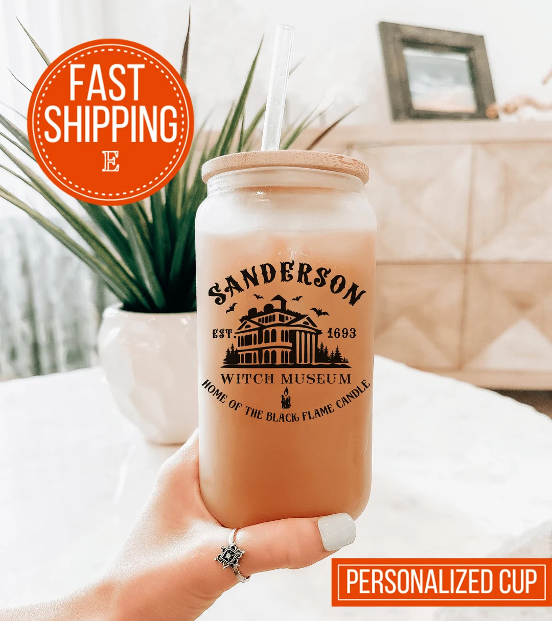 Witches Coffee Frosted 16 Oz Cup Can With Bamboo Lid and - Etsy | Etsy (US)